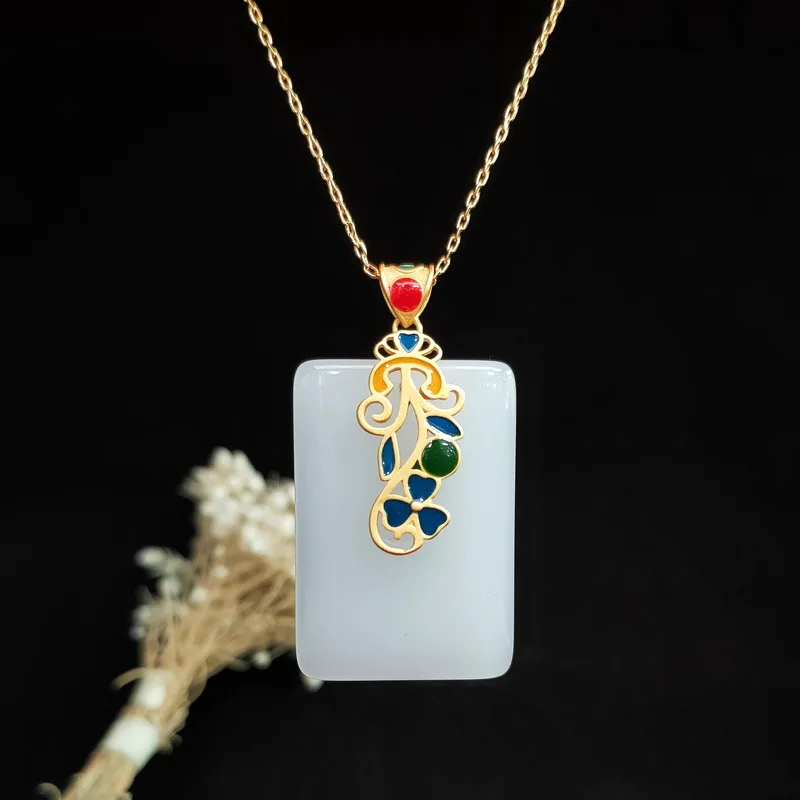 Jade Pendant Necklace Amulet C - Men Accessories Silver recension och pris