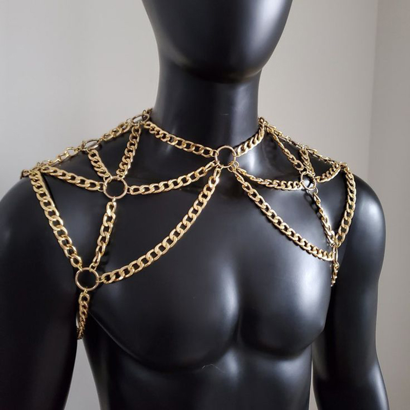 Punk Men Shoulder Body Chain B - Men Accessories Silver recension och pris