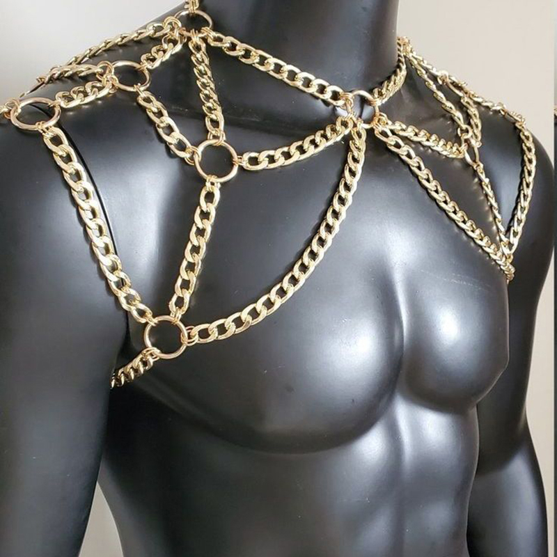 Punk Men Shoulder Body Chain B - Men Accessories Silver recension och pris