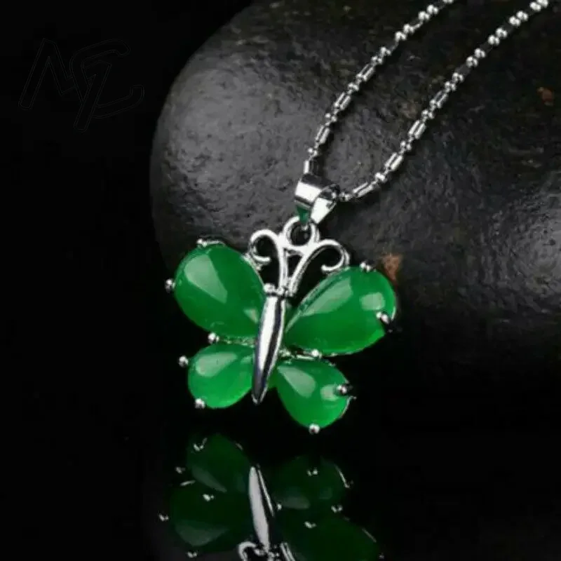 S925 Silver Green Jade Butterf - Men Accessories Silver recension och pris