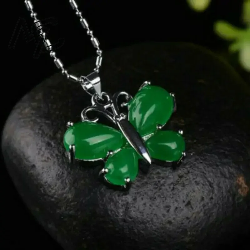 S925 Silver Green Jade Butterf - Men Accessories Silver recension och pris