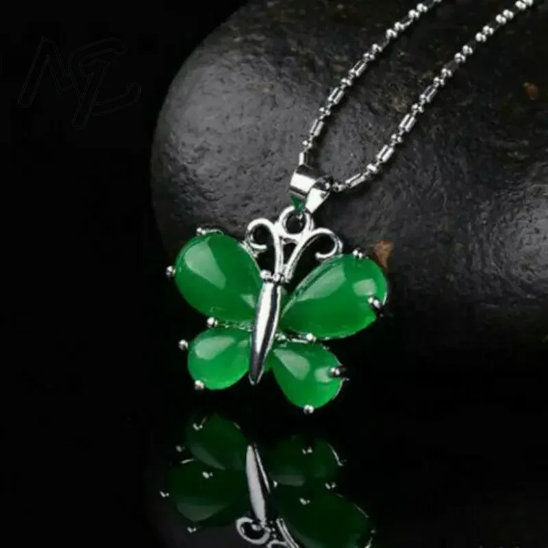 S925 Silver Green Jade Butterf - Men Accessories Silver recension och pris
