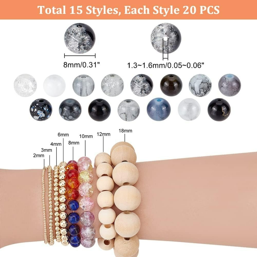 300pcs 8mm Black Glass Beads 1 - Men Accessories Bracelet recension och pris