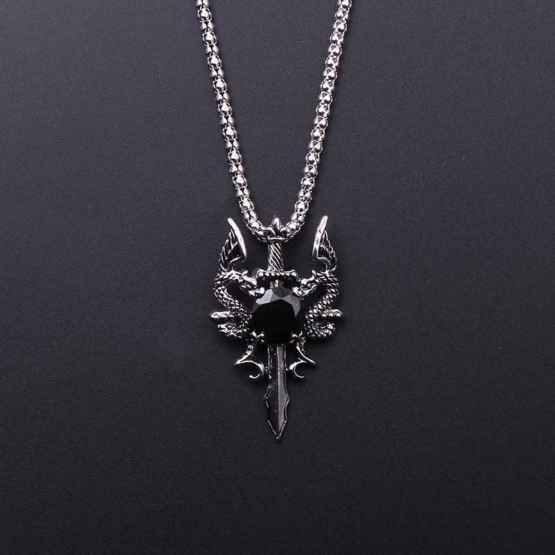 Double Dragon Black Gem Cross  - Men Accessories Necklace recension och pris