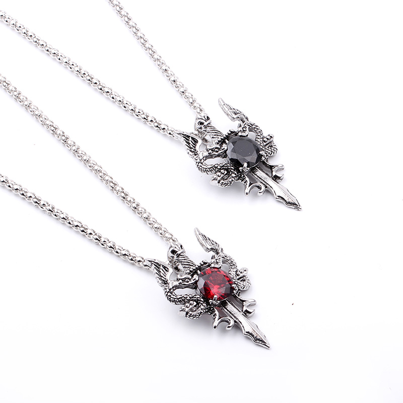 Double Dragon Black Gem Cross  - Men Accessories Necklace recension och pris