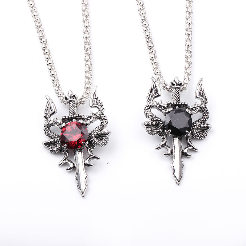 Double Dragon Black Gem Cross  - Men Accessories Necklace recension och pris