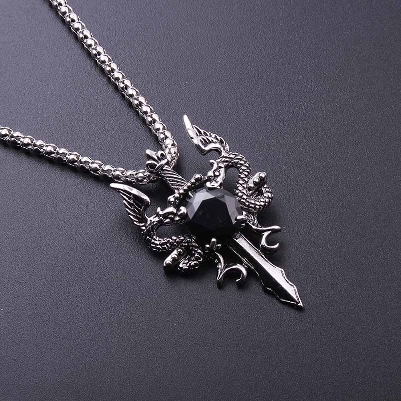 Double Dragon Black Gem Cross  - Men Accessories Necklace recension och pris