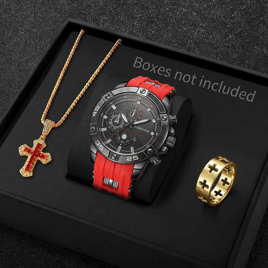 3PCS Fashion Male Sports Watch - Men Accessories Gadgets recension och pris